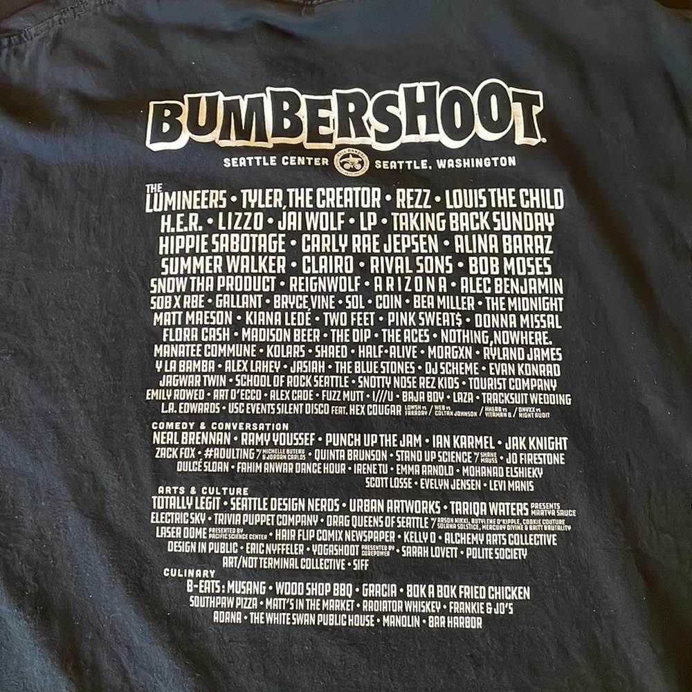 Black Bumpershoot tee shirt, size XL.